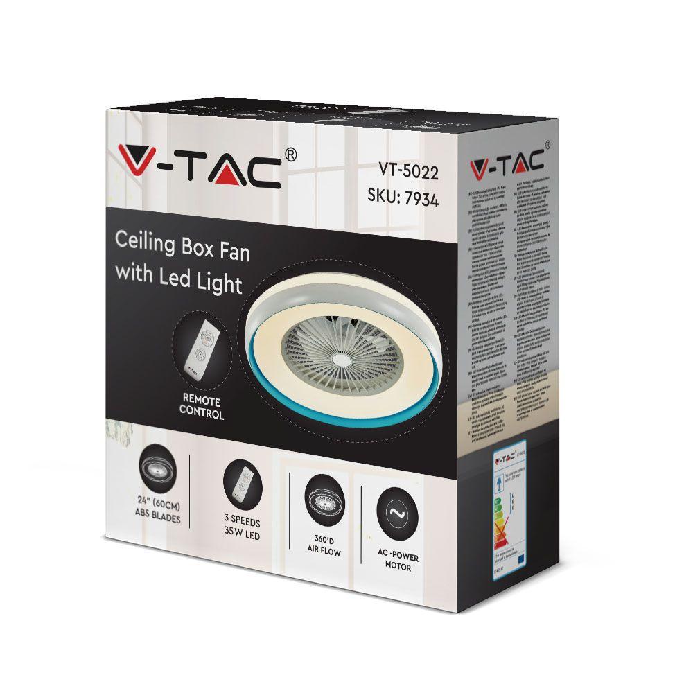 VT-5022 45W FAN WITH CEILING LIGHT & RF CONTROL CCT:3 IN 1-AC MOTOR-BLUE RING