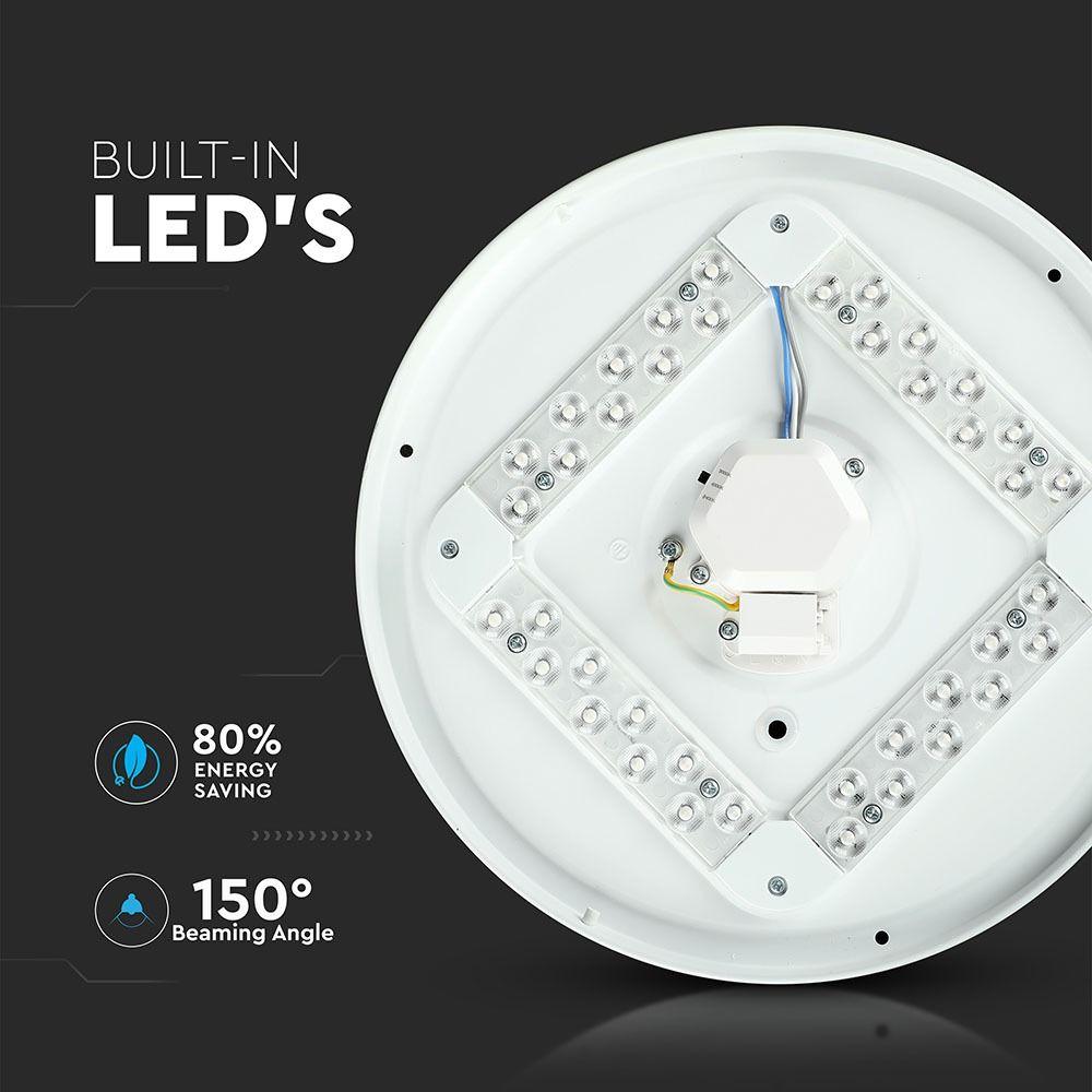 24W Plafon LED DOME, Średnica: 350, Klosz: Mleczny, Barwa:3w1, VTAC, SKU 7607