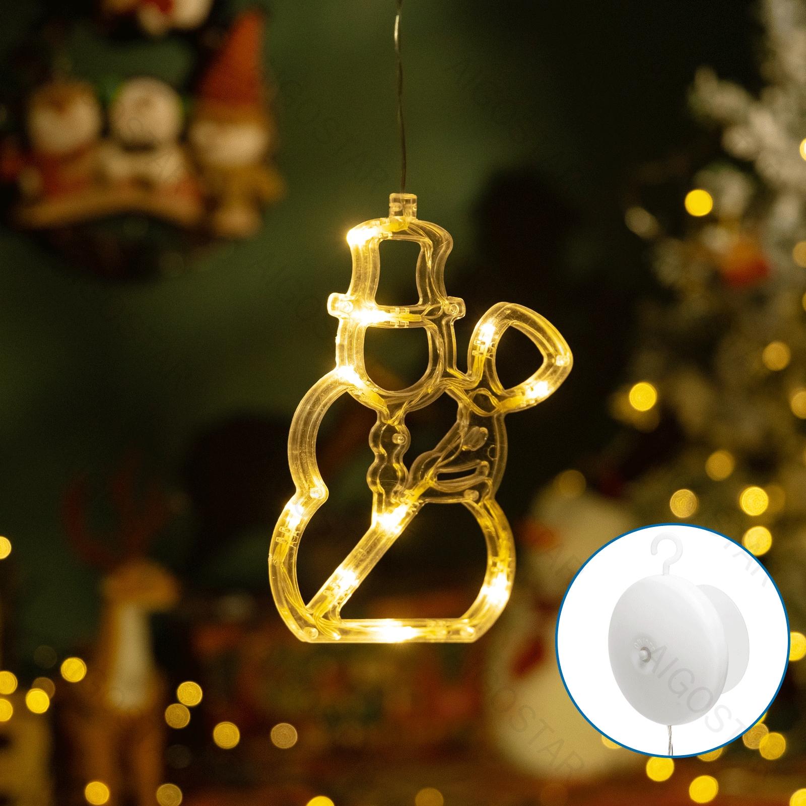 Battery powered pendant with suction cup snowman shaped, warm white