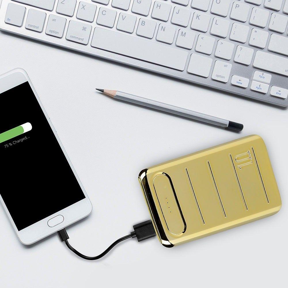 Power Bank 2xUSB + typ: C, 20000mAh, Złoty, VTAC, SKU 8908