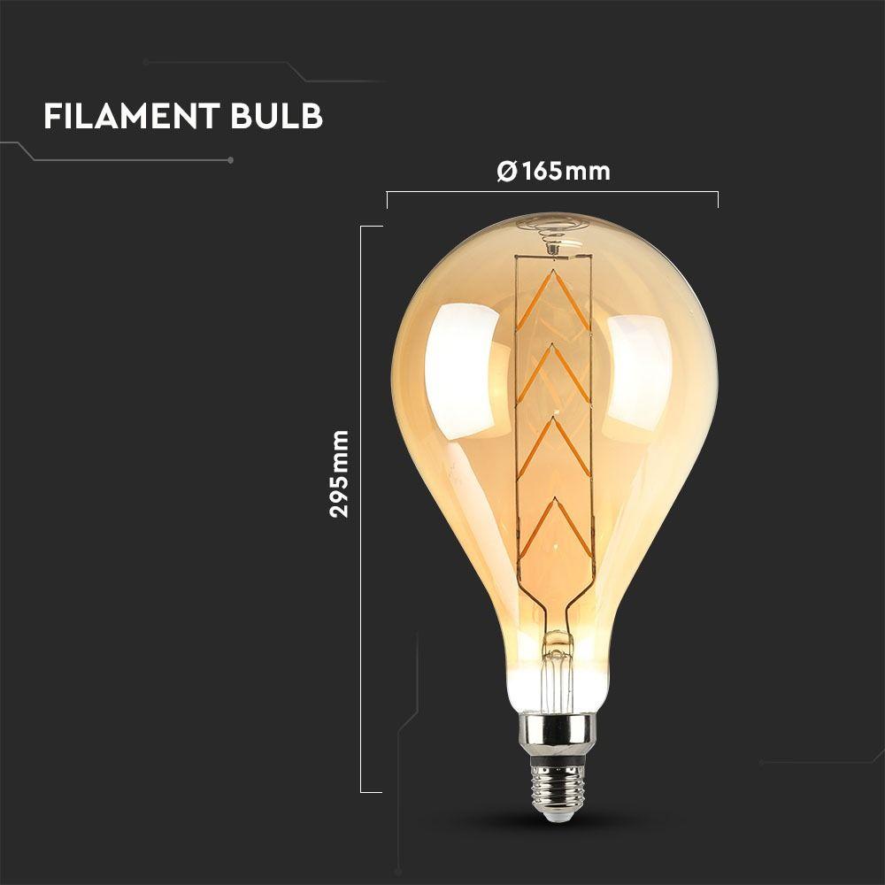 VT-2159 8W G165 LED FILAMENT BULB-AMBER GLASS WITH 2200K E27 DIMMABLE