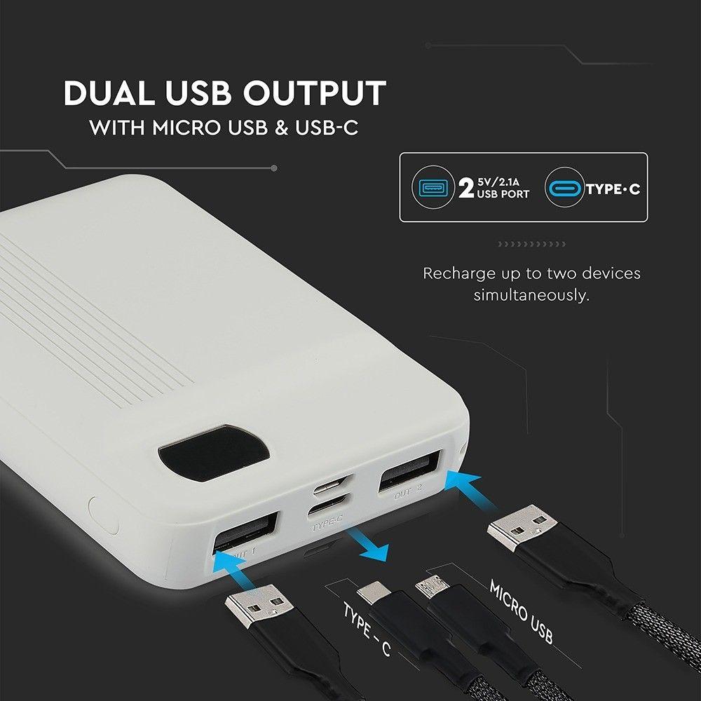 VT-3504 10000mAh POWER BANK-WHITE