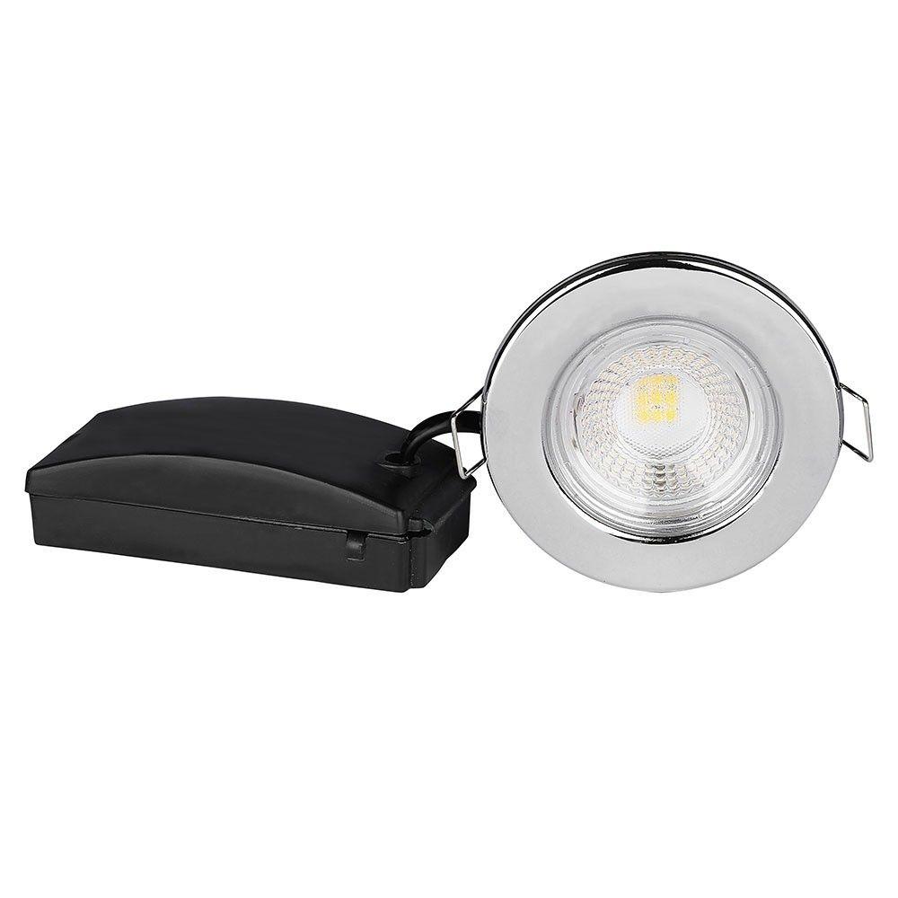 VT-885 5W SPOTLIGHT FIRERATED FITTING SAMSUNG CHIP 3000K -CHROME DIMMABLE