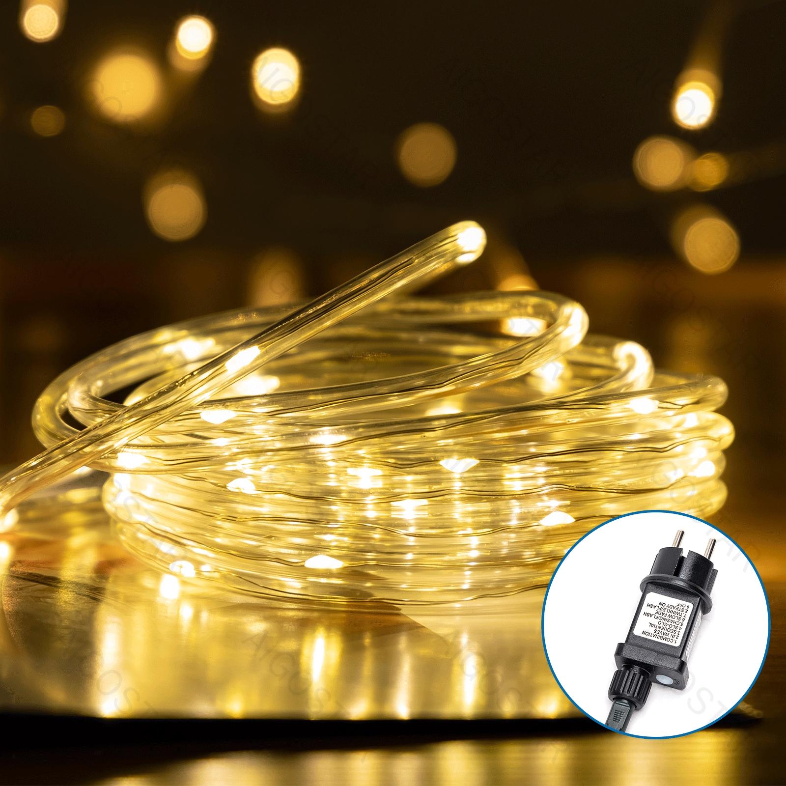 Low-voltage light string, Φ9mm tube lights, warm white, 3m+5m