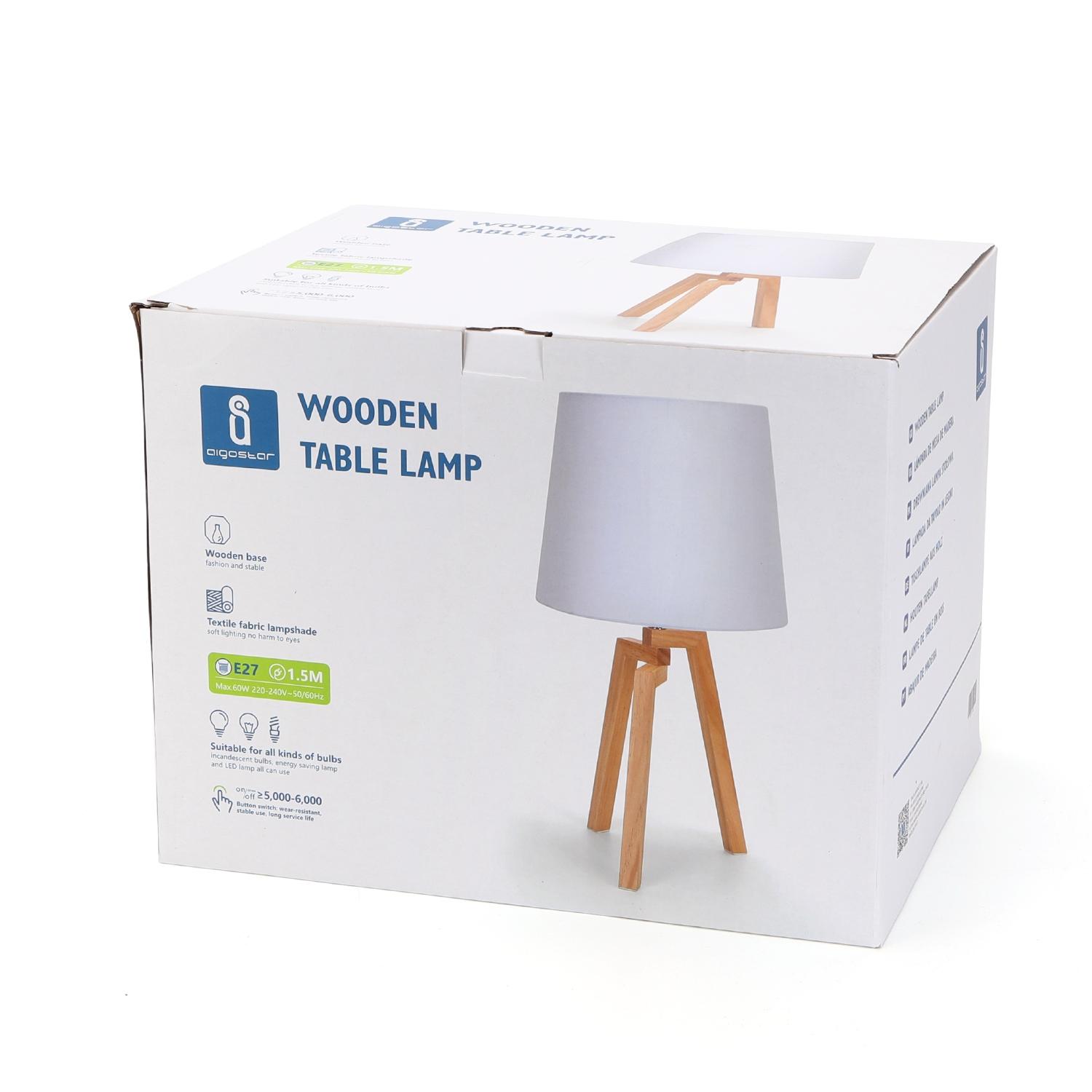 Wooden Table Lamp (Without Light Source) E27