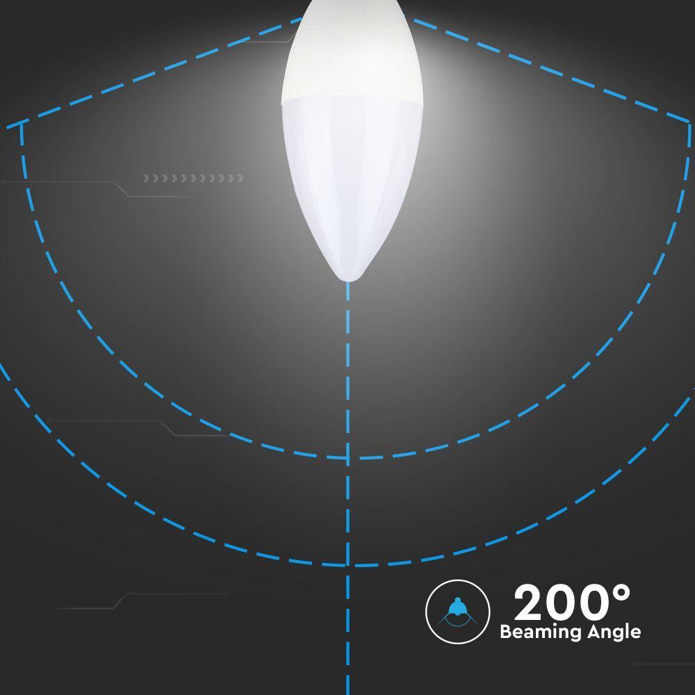 5.5W Żarówka LED C35, Chip SAMSUNG, Barwa:4000K, Trzonek:E14, Ściemniana, VTAC, SKU 20186