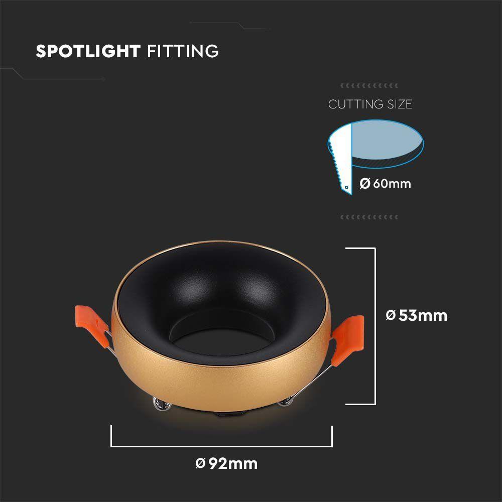 VT-980 GU10 FITTING ROUND GOLD FRAME+BLACK REFLECTOR