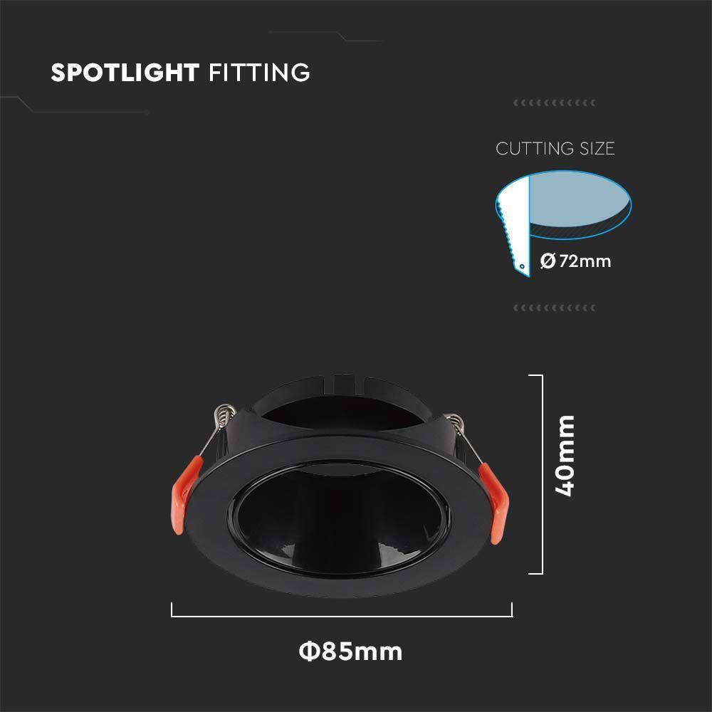 VT-931 GU10 FITTING ROUND BLACK FRAME+BLACK REFLECTOR