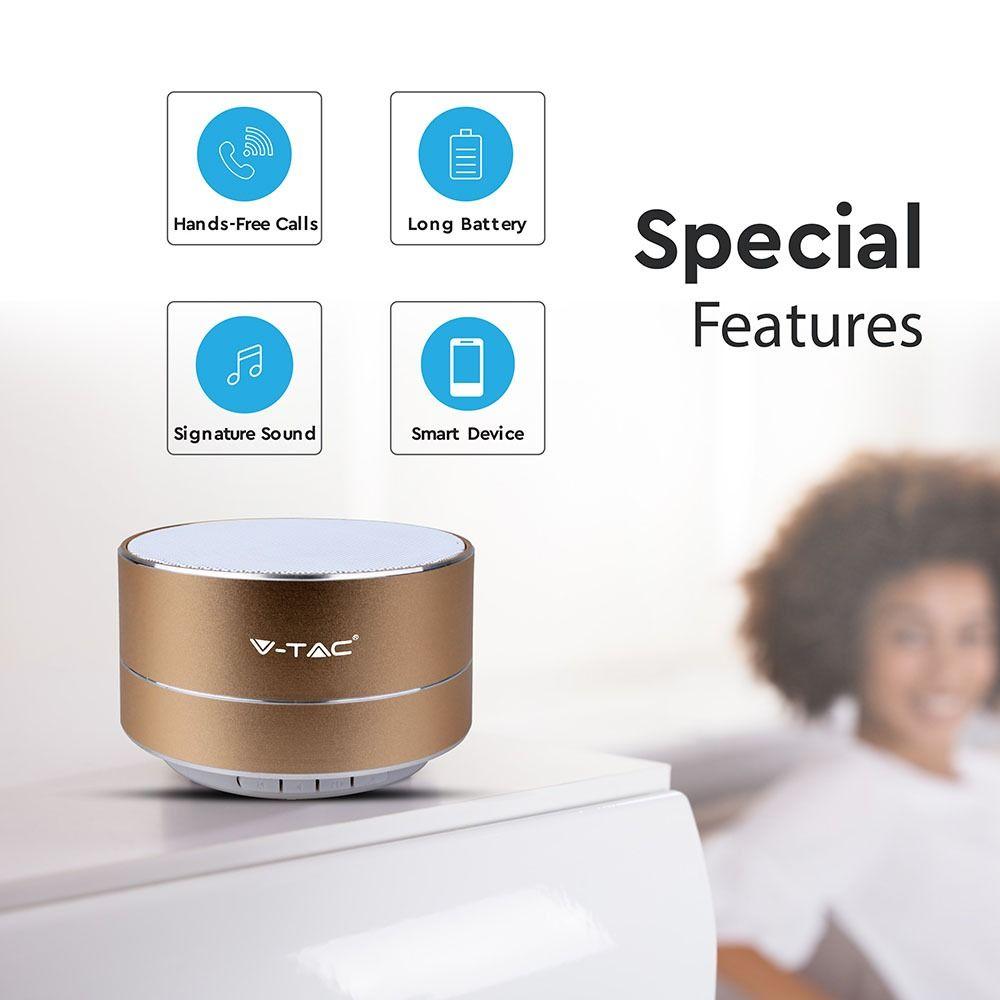 VT-6133 METAL BLUETOOTH SPEAKER WITH MIC & TF CARD SLOT-400mah BATTERY-GOLD