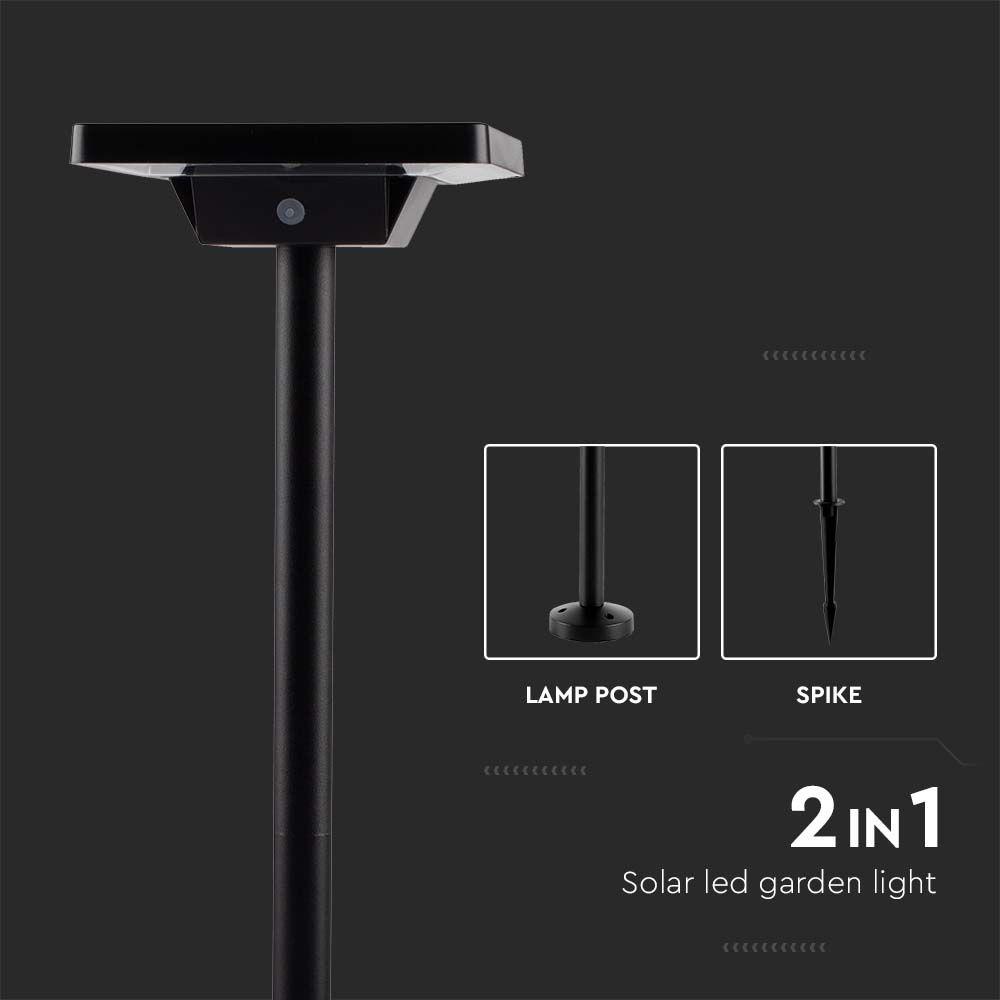 VT-4102 2W LED SPIKE SOLAR GARDEN LIGHT ALUMINUM SURFACE MOUNTED BASE 3IN1 BLACK BODY