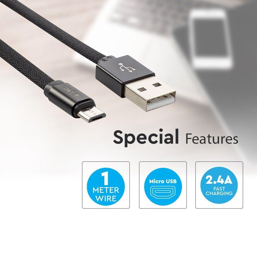 Przewód Mikro USB, 1m, Czarny, VTAC, SKU 8494