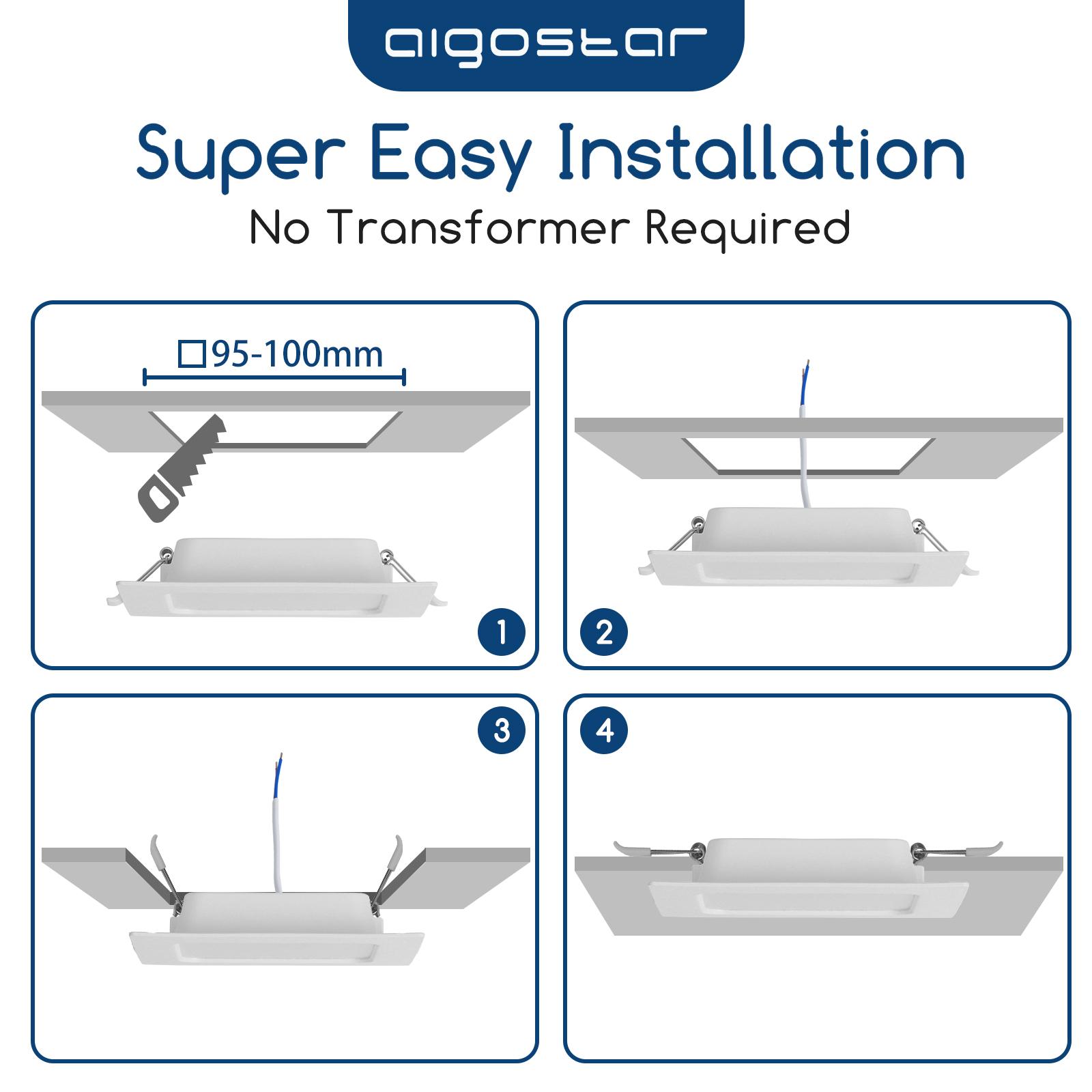 Downlight kwadratowy podtynkowy LED E6 6W Światło naturalne (6W,4000K,Barwa Neutralna,620lm)