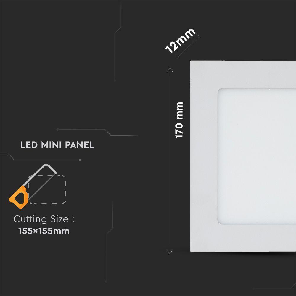 VT-1207 12W LED PREMIUM PANEL 3000K SQUARE