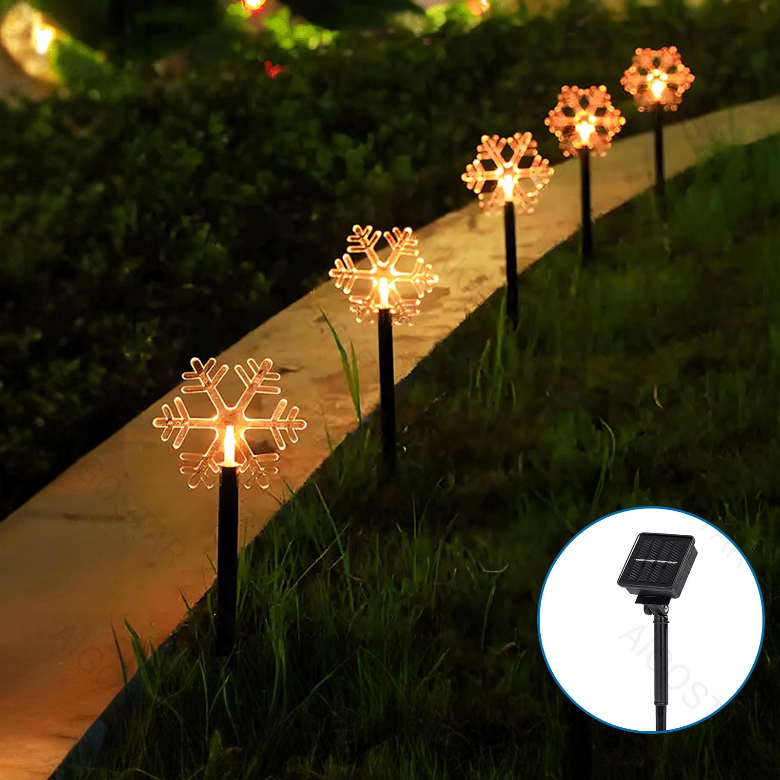 Solar snowflake ground-inserted light, warm white, 1m