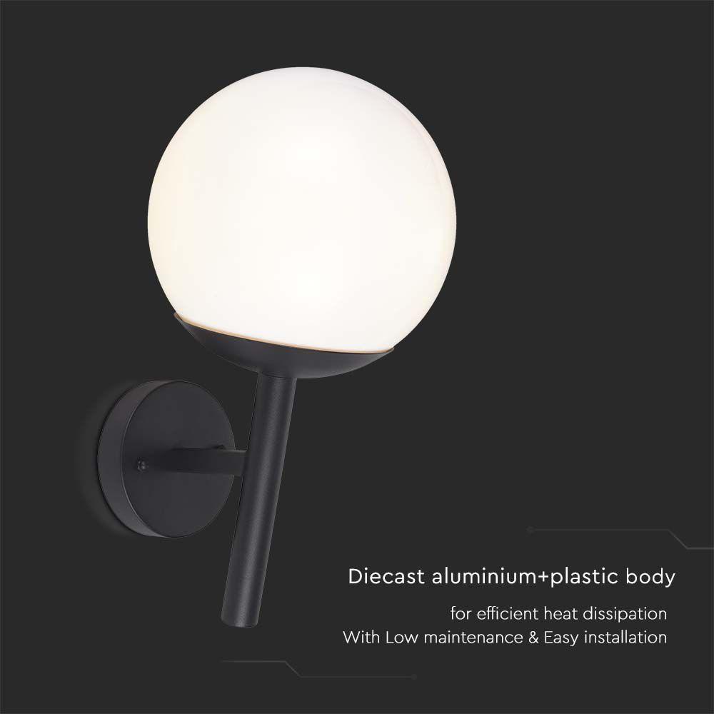 VT-1224 WALL LAMP(1*E27)-MATT BLACK-OPAL PLASTIC BALL