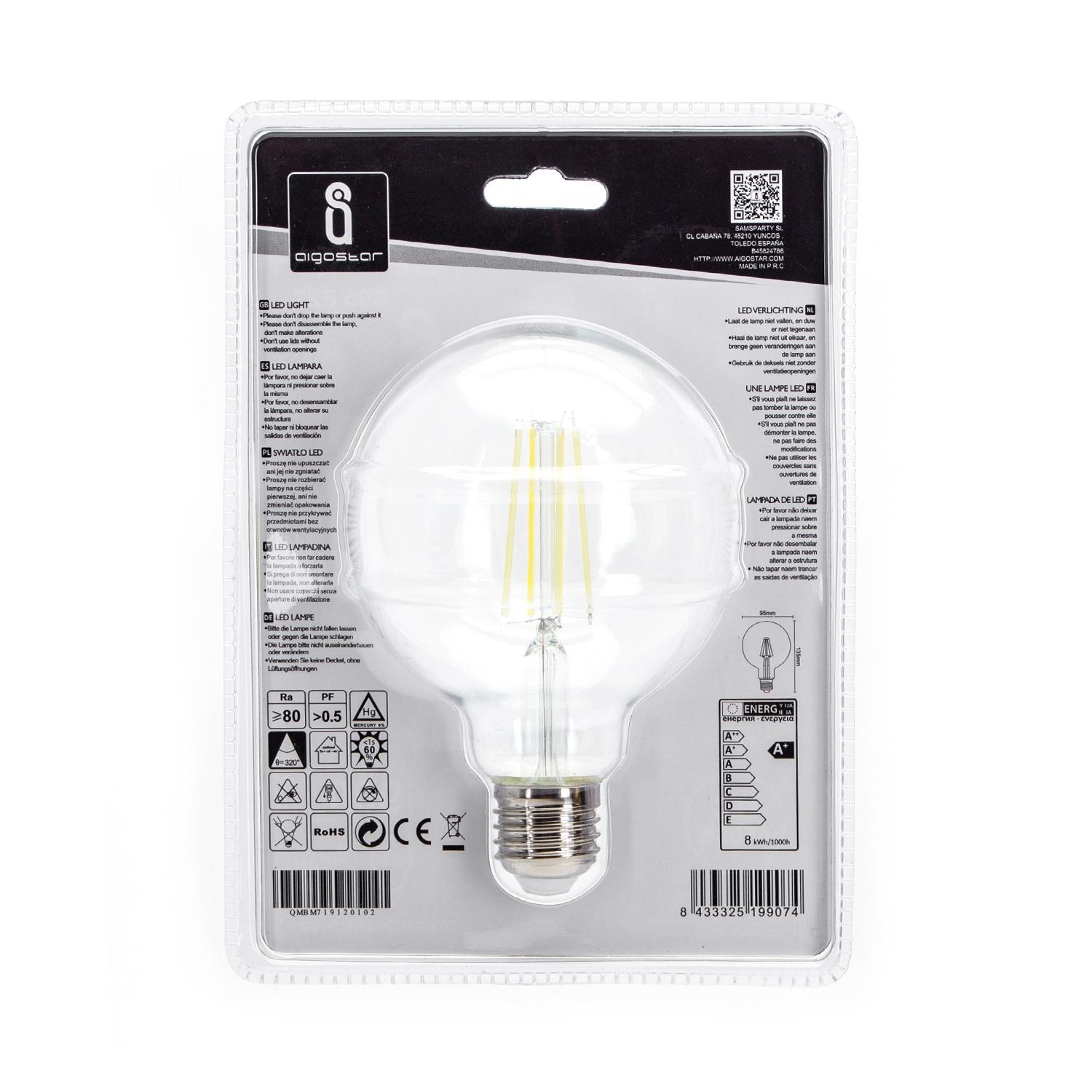 LED Filament Bulb (Clear) G95 E27 8W