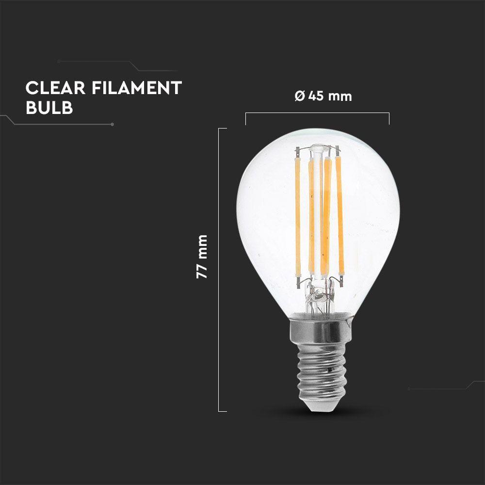 4W P45 Żarówka LED Filament, Barwa:6400K, Trzonek:E14, VTAC, SKU 4426