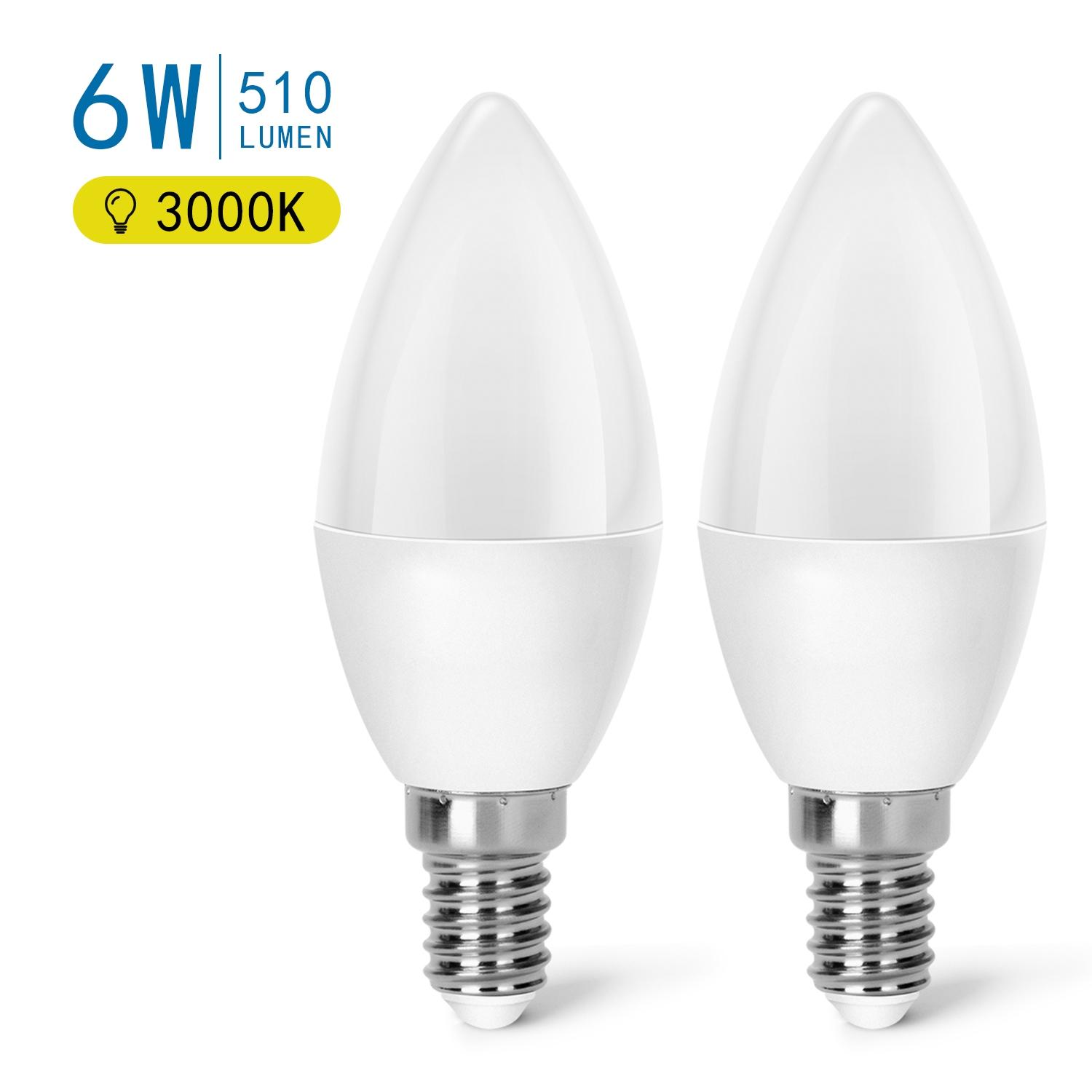 LED E14 6W C37 2pcs