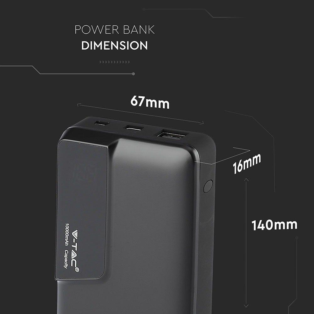 VT-3511 10000mah POWER BANK WITH DIGITAL DISPLAY & USB TYPE-C-BLACK