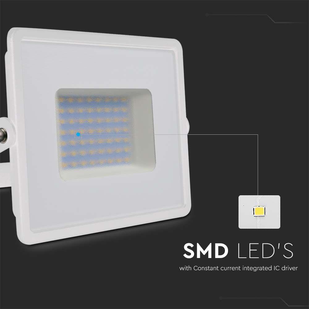 50W Naświetlacz LED SMD, Barwa:4000K, Obudowa: Biała, VTAC, SKU 215962