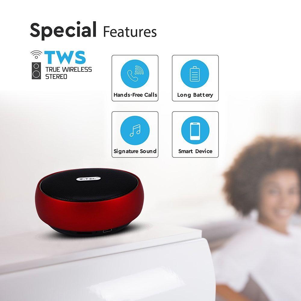 VT-6211 PORTABLE BLUETOOTH SPEAKER TWS FUNCTION-800mah BATTERY-RED