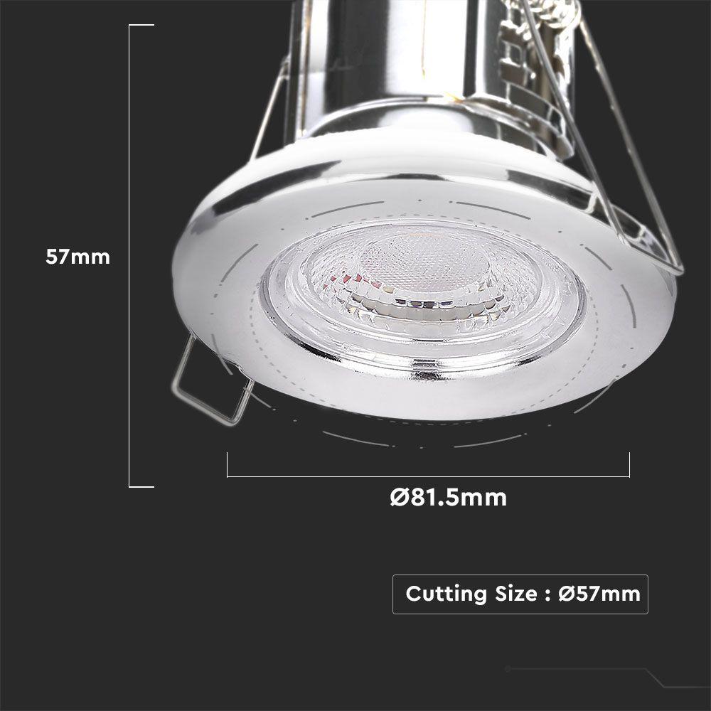 VT-885 5W SPOTLIGHT FIRERATED FITTING SAMSUNG CHIP 3000K CHROME 10PCS/PACK