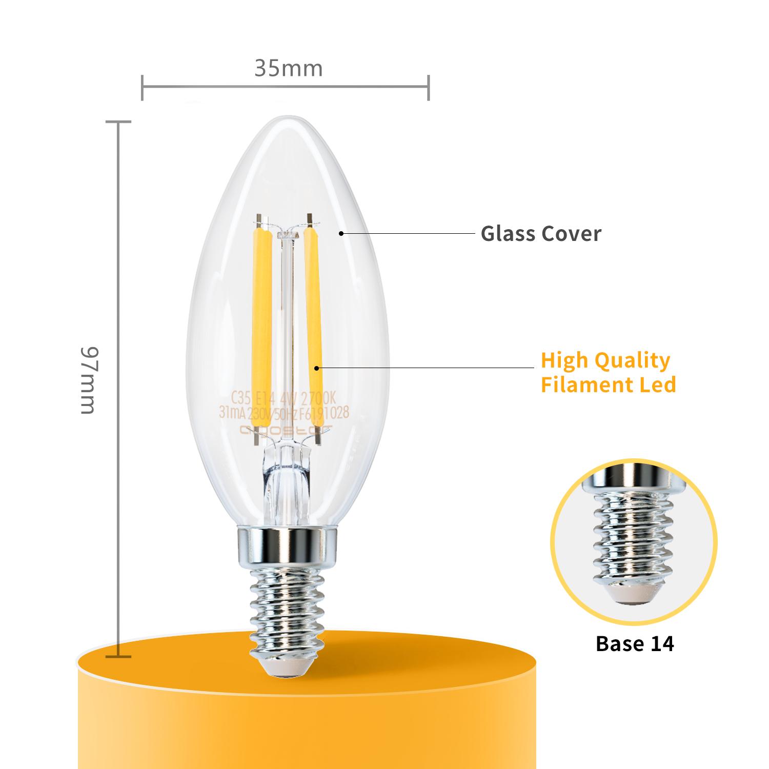 LED Filament Bulb (Clear) C35 E14 4W