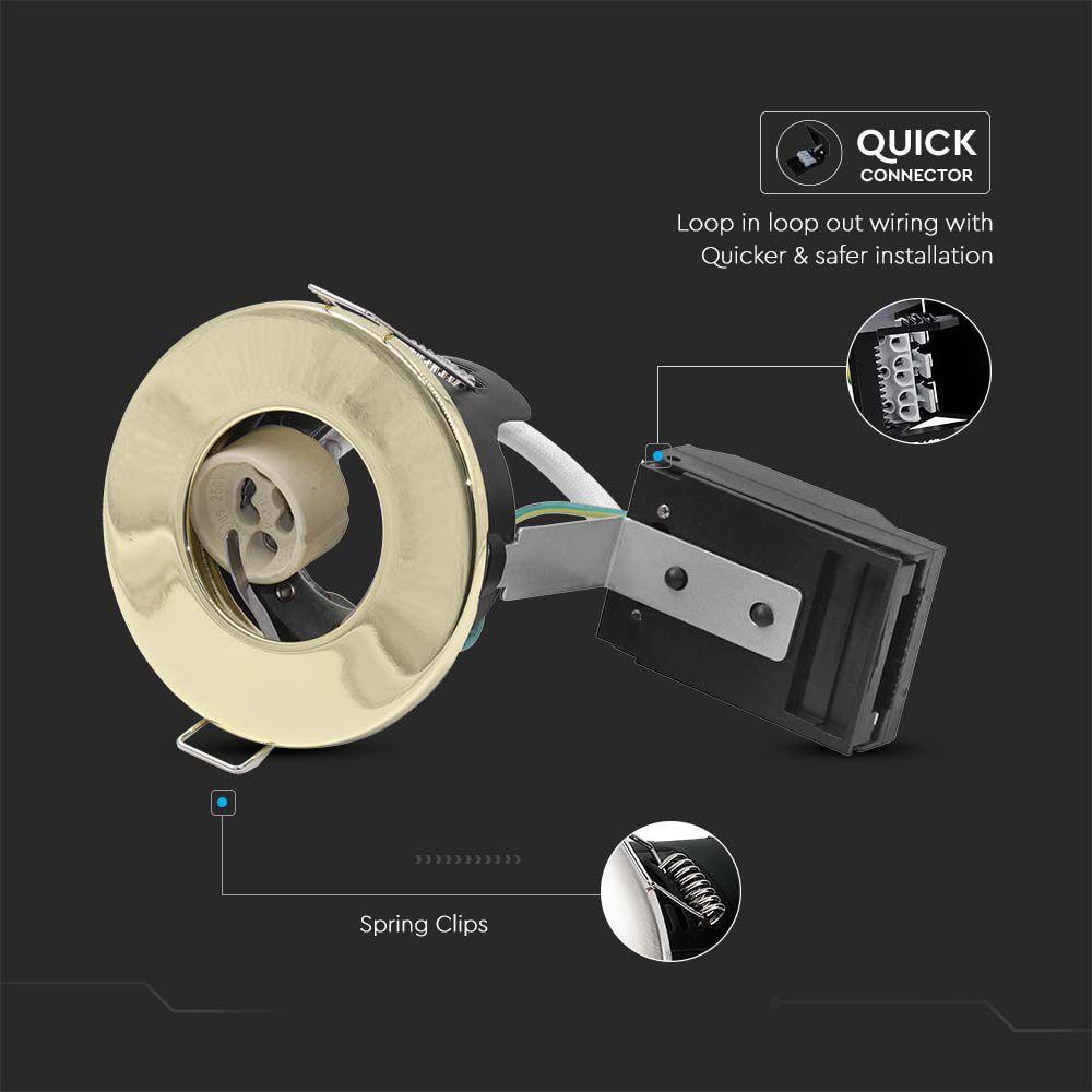 Oprawa wpuszczana Spot GU10 odporna na ogień/ IP20, Mosiądz, VTAC, SKU 7024