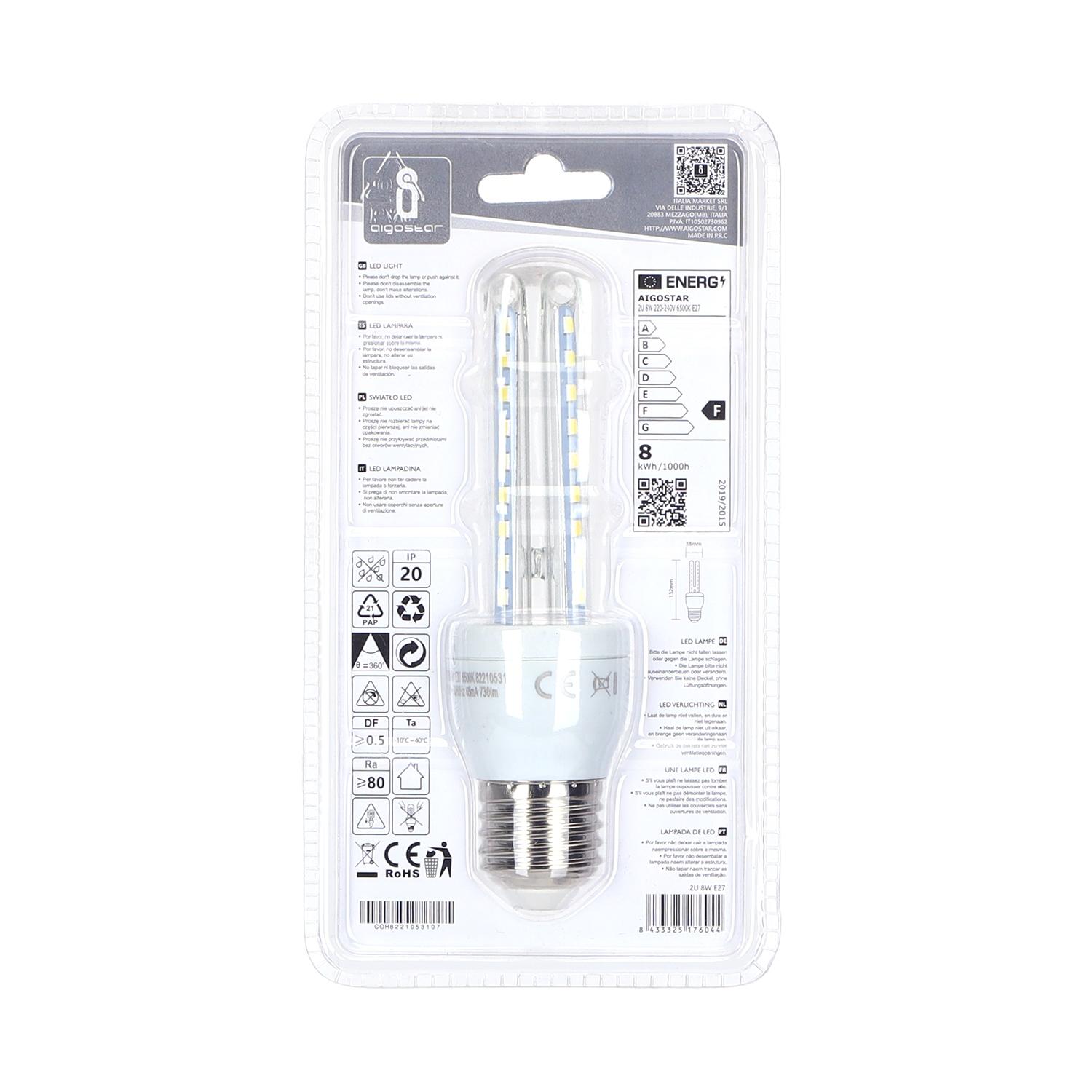 LED E27 8W U-tube