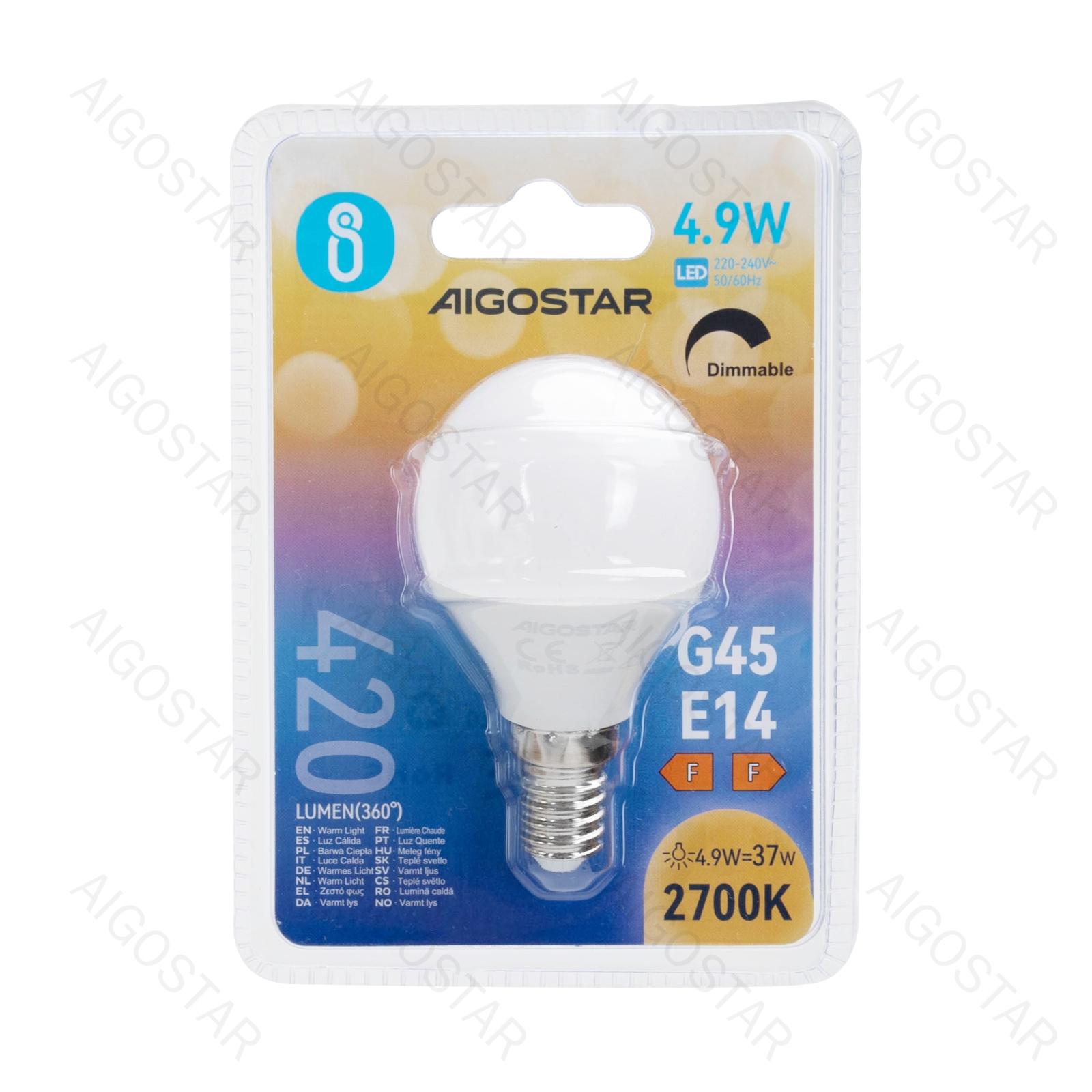 Ściemnialna żarówka LED G45 E14 4,9W 2700K