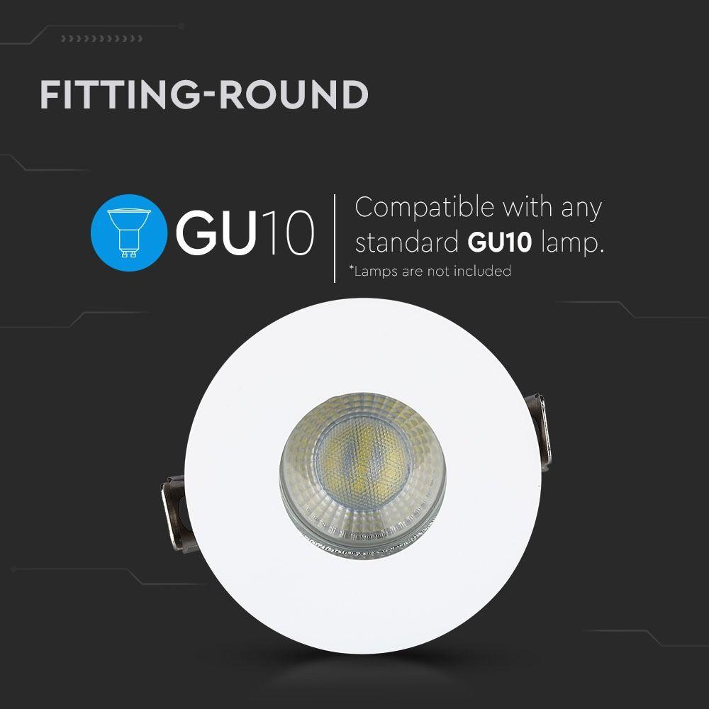 VT-873 GU10 FITTING ROUND-WHITE+CHROME