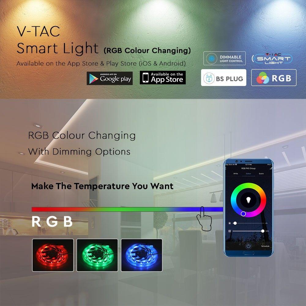 VT-5050 60 10W/M LED STRIP KIT(BS PLUG)COMPATIBLE WITH ALEXA & GOOGLE HOME RGB IP20- (5M/ROLL)(PRICE PER M)