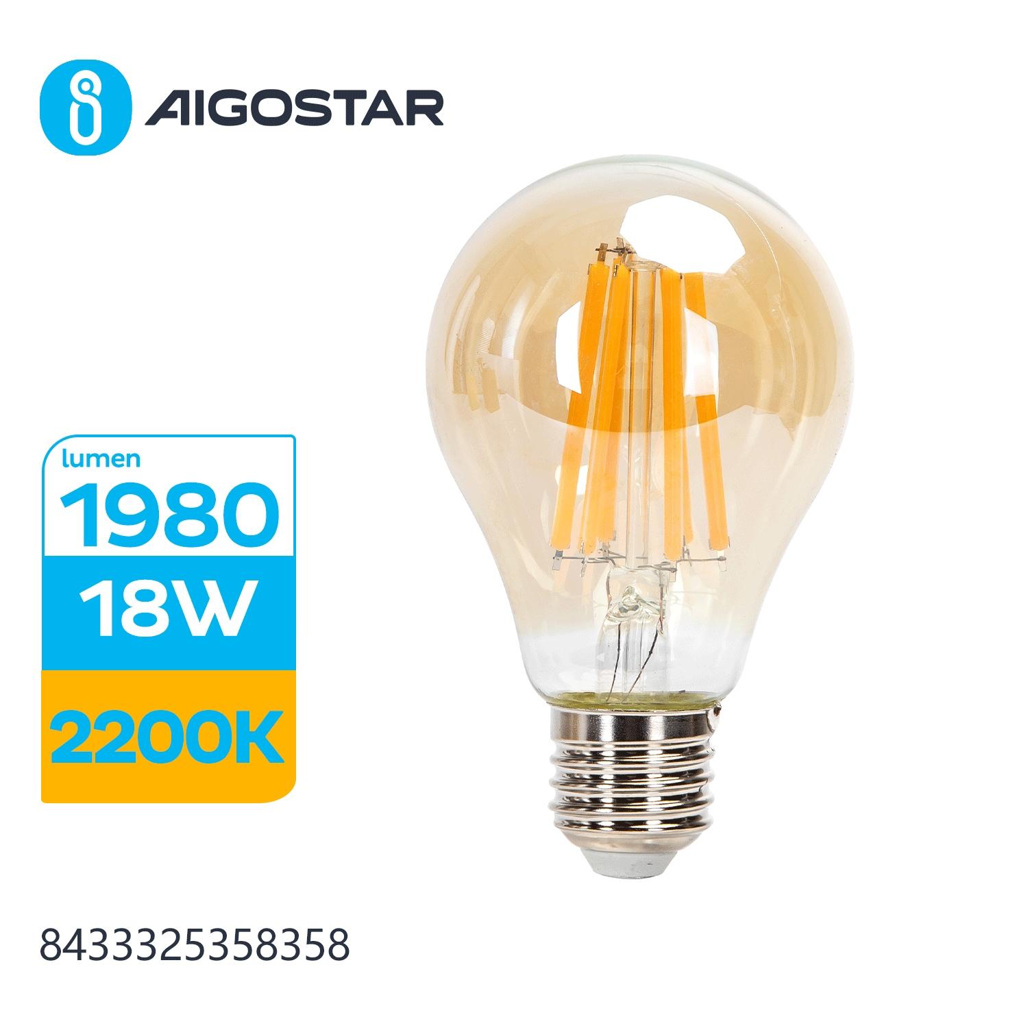 Żarówka LED Filament (Bursztynowa) A65 E27 18W