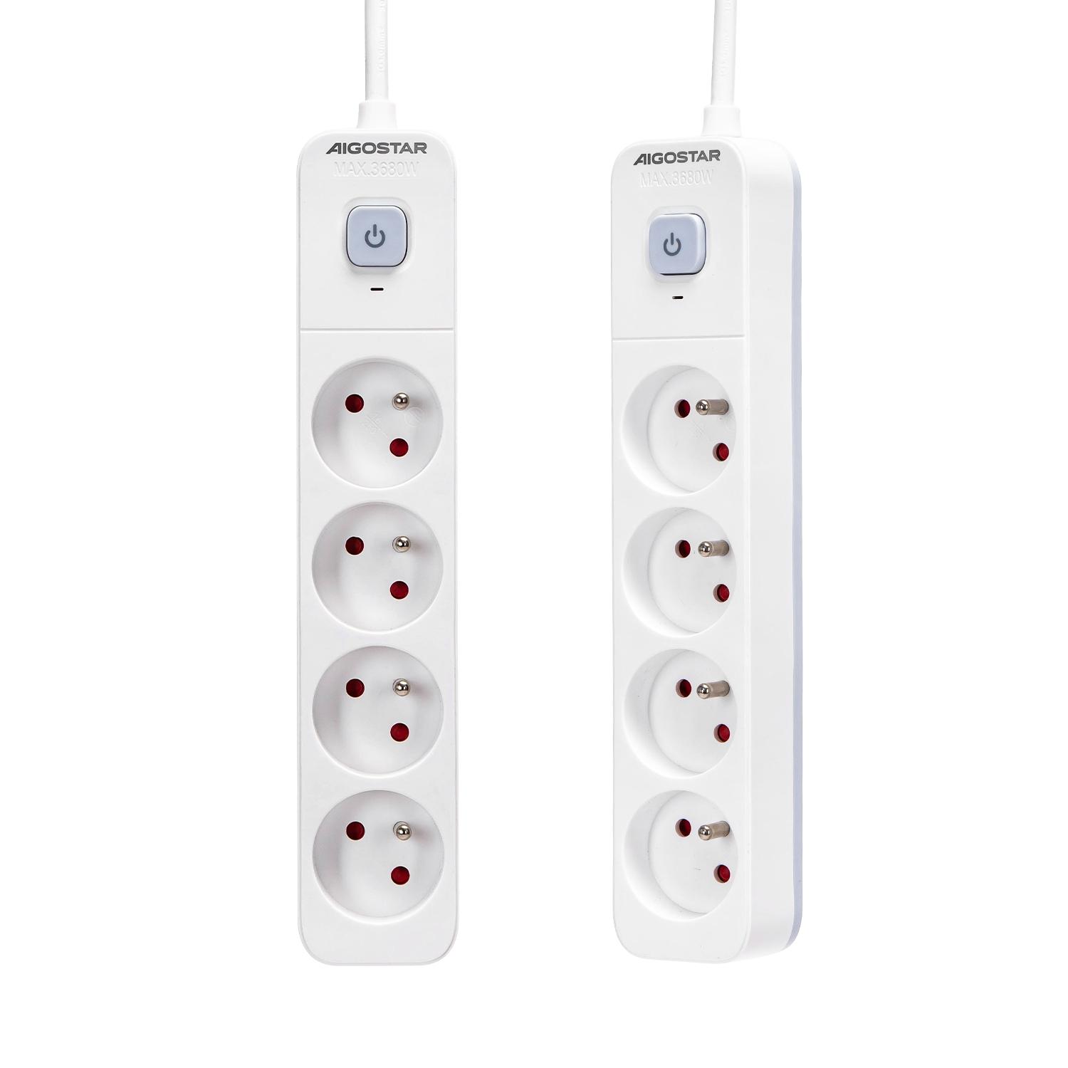 Power strips 4-way 3m H05VV-F 3G1.5m㎡ White and Gray