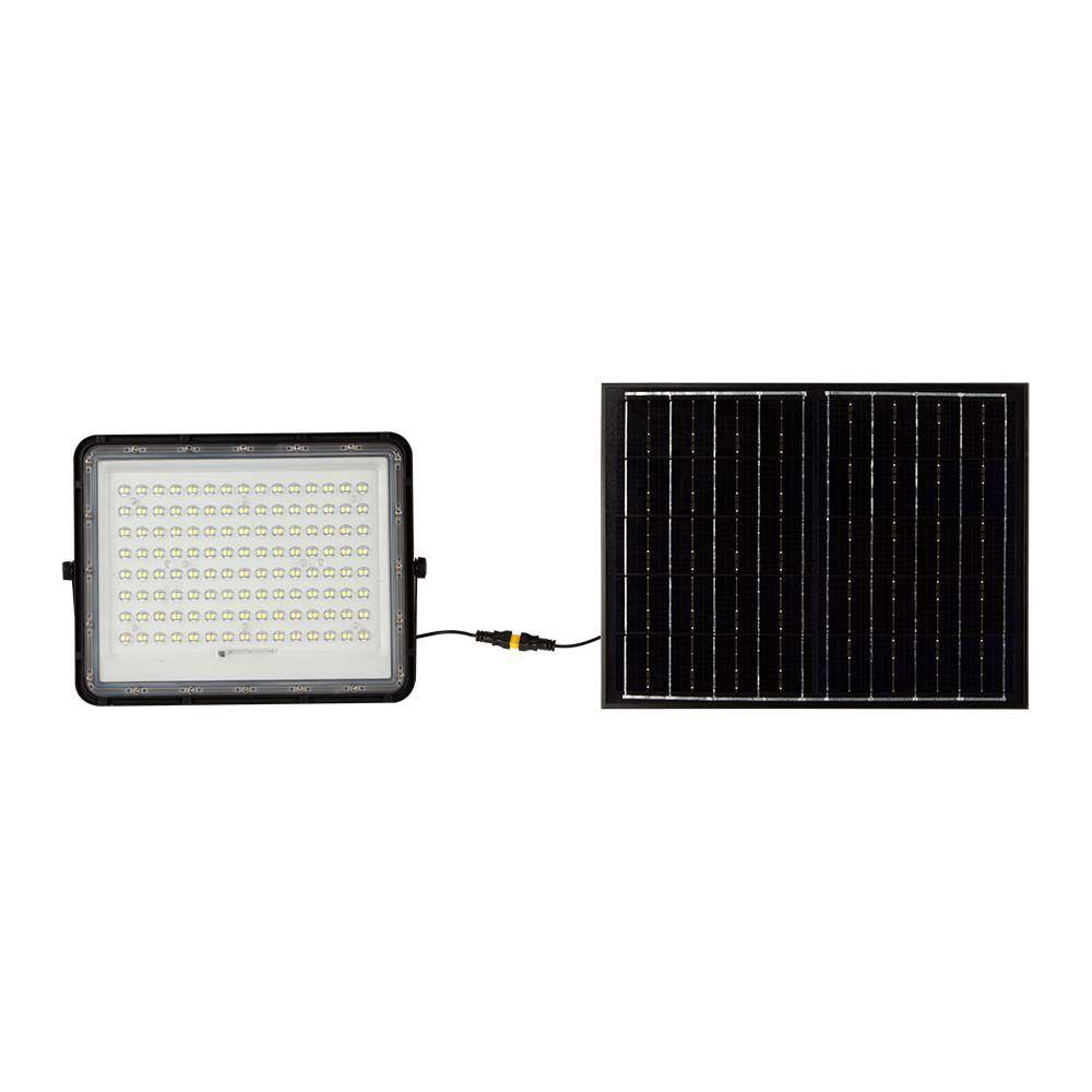 20W Solar LED floodlight with twilight sensor, Panel with Cable: 3m, Remote control, Battery 16000mAh/ Colour:4000K, Housing: Black, VTAC, SKU 7828