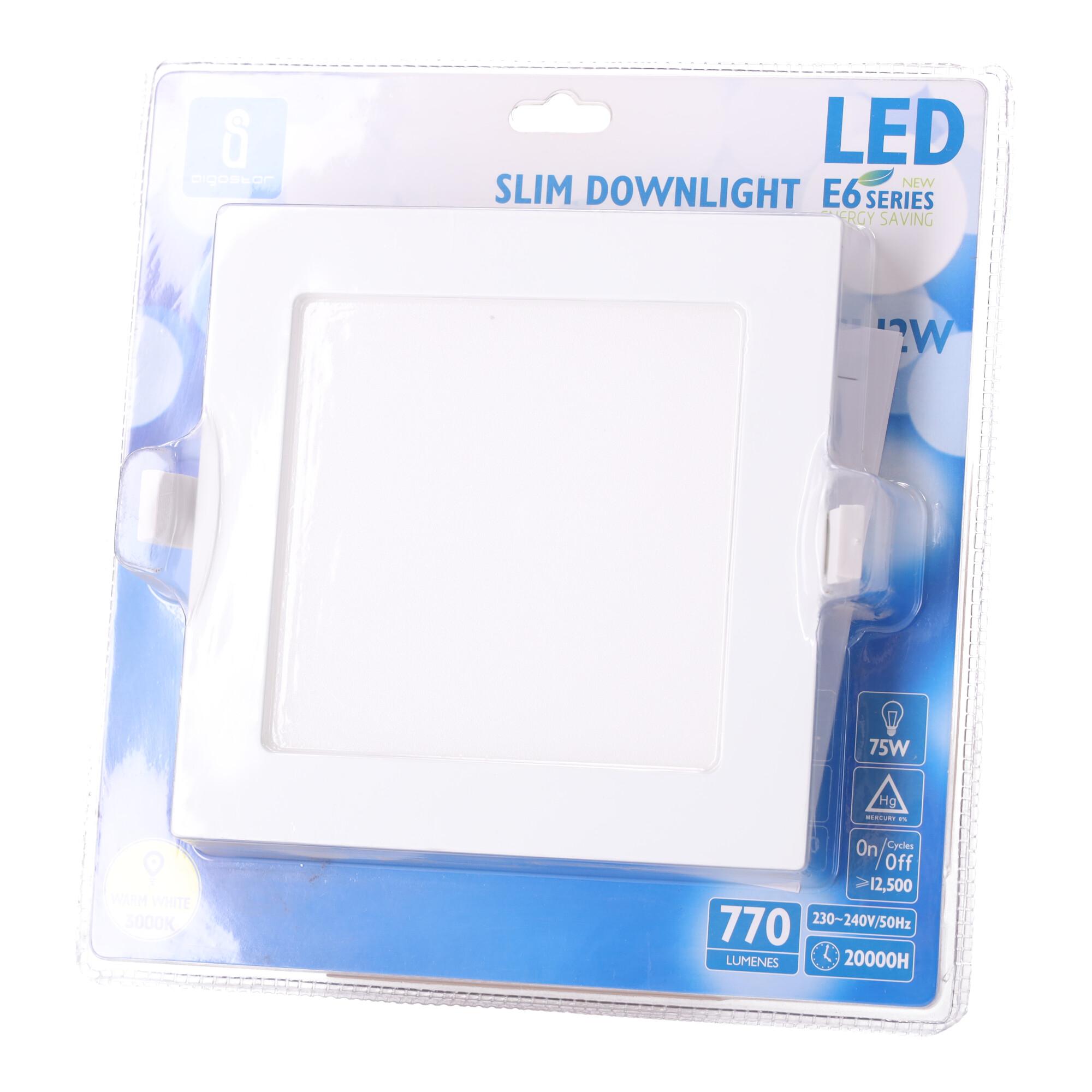 Downlight kwadratowy podtynkowy LED 12W Żółte światło