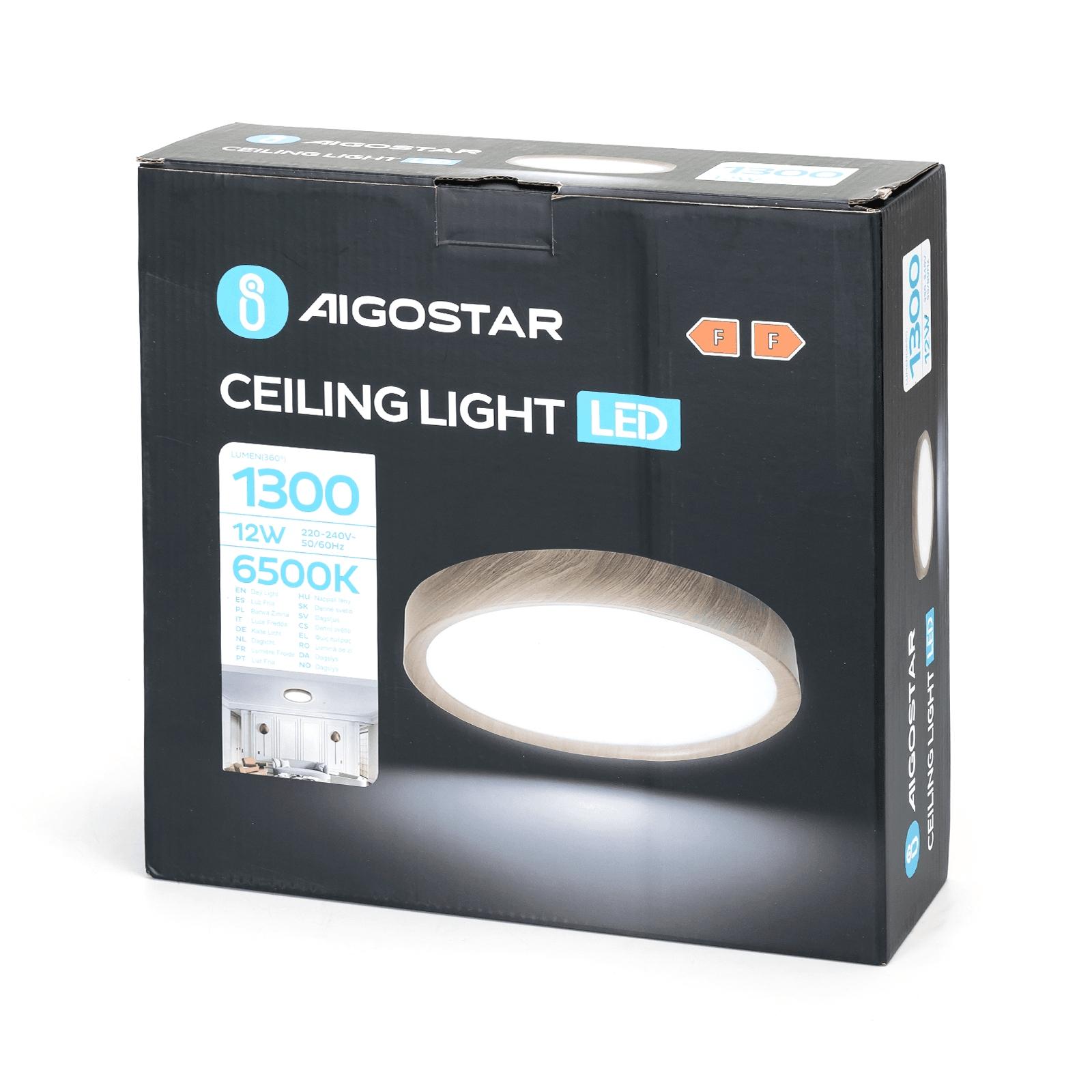 LED CEILING LIGHT 12W 6500K/WOODEN RING