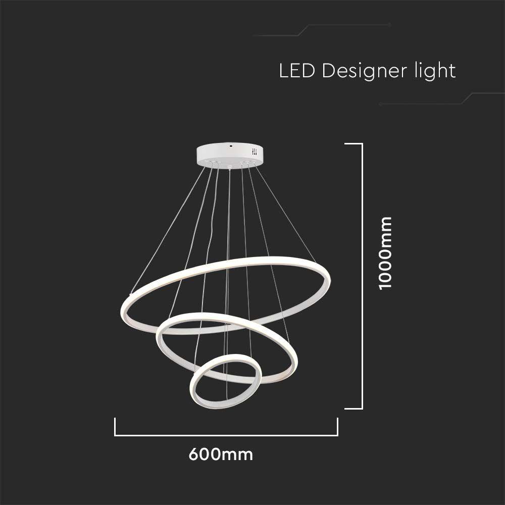 VT-7816 LED HANGING DECORATIVE LAMP D:600+D:400+D:200 3000K WHITE BODY