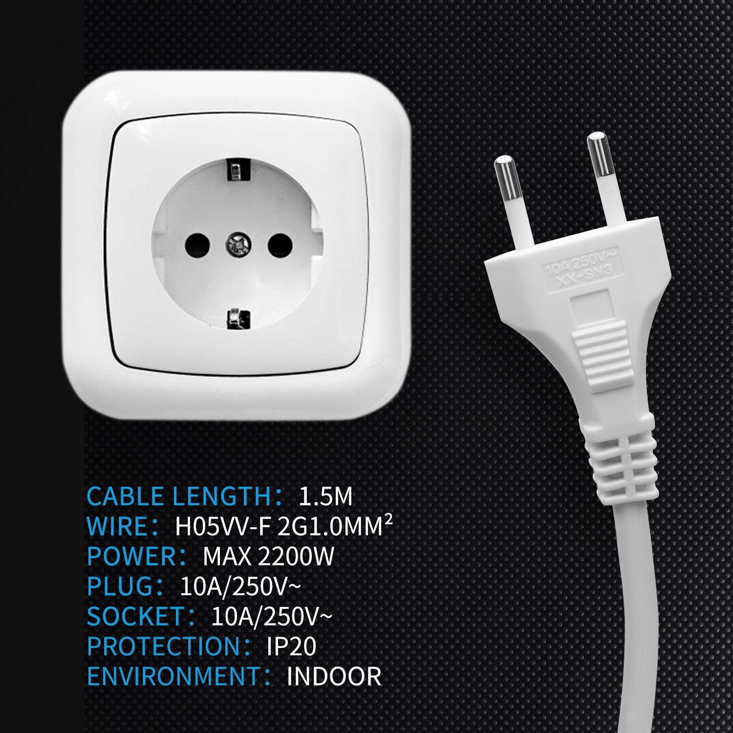 Extension Cords H05VV-F 2x1.0m㎡ 1.5m White