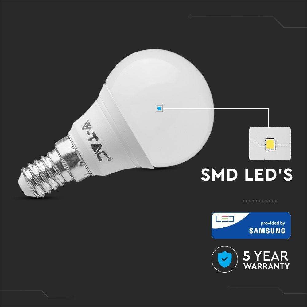 7W P45 Żarówka LED, Chip SAMSUNG, Barwa:3000K, Trzonek:E14, VTAC, SKU 863