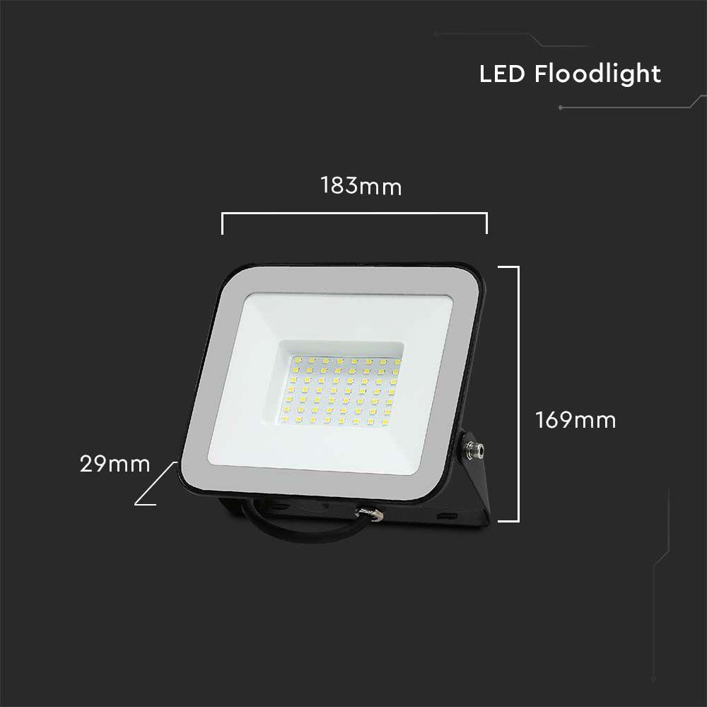 50W Naświetlacz LED SMD, Chip SAMSUNG, Barwa:6500K, Obudowa: Czarna, VTAC, SKU 10026