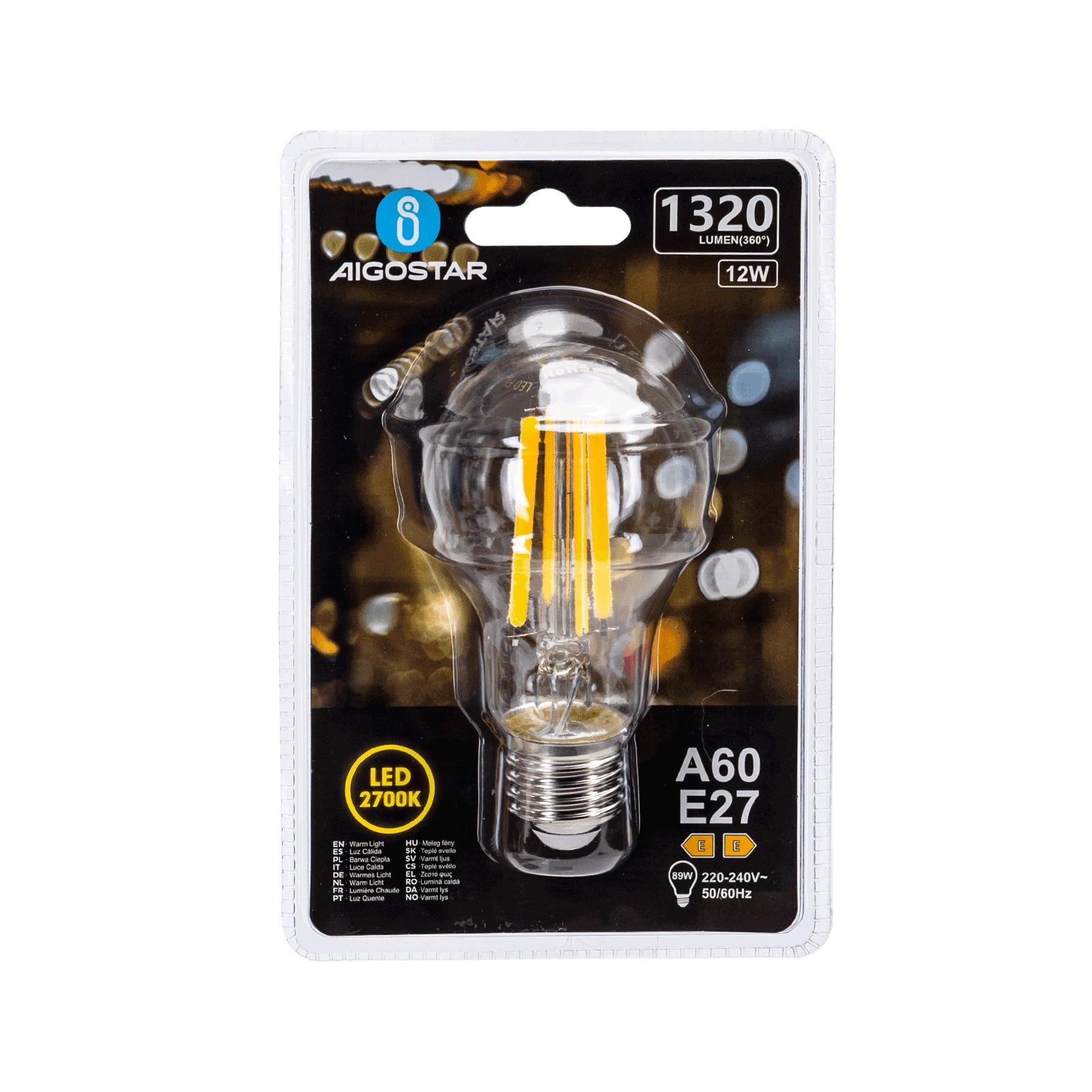 Żarówka LED Filament (Przezroczysta) A60 E27 12W