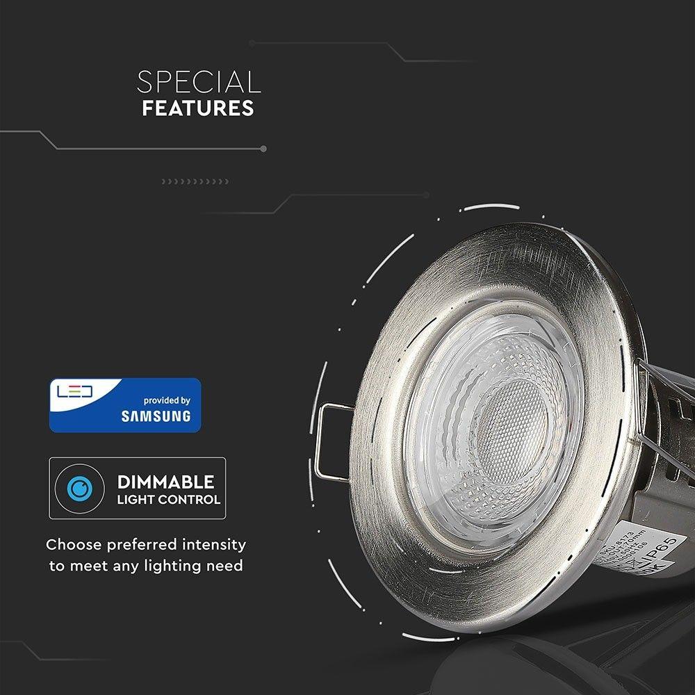 VT-885 5W SPOTLIGHT FIRERATED FITTING SAMSUNG CHIP 4000K -NICKLE DIMMABLE