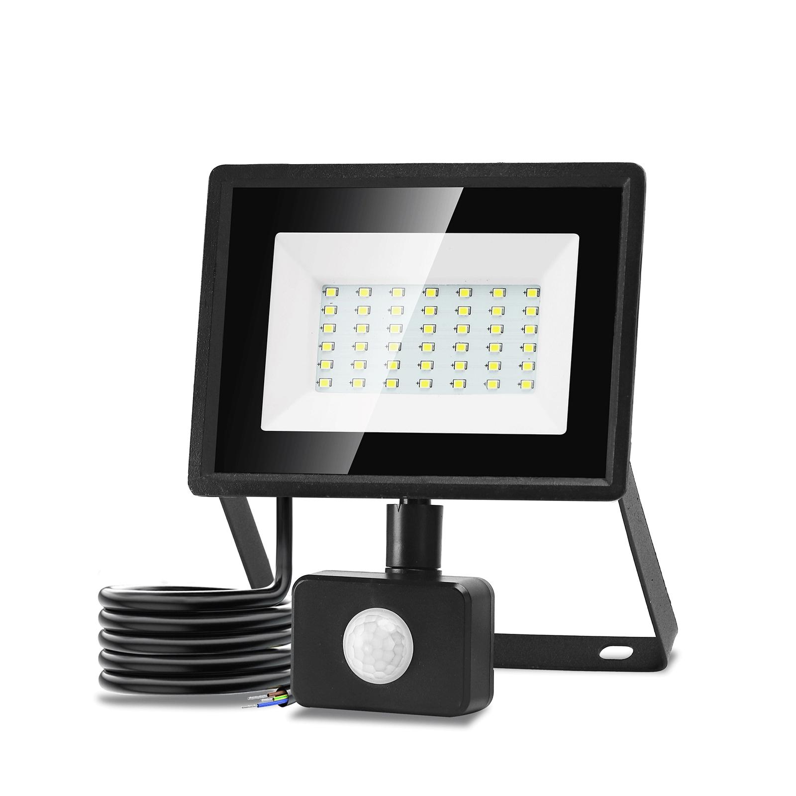 LED Motion Sensor Floodlight Black 30W (Die-casting)