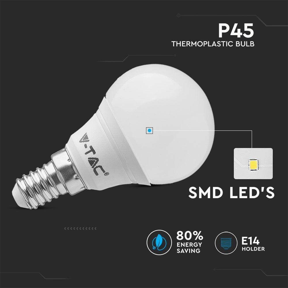 VT-2266 5.5W P45 LED PLASTIC BULB 2700K E14 6PCS/PACK