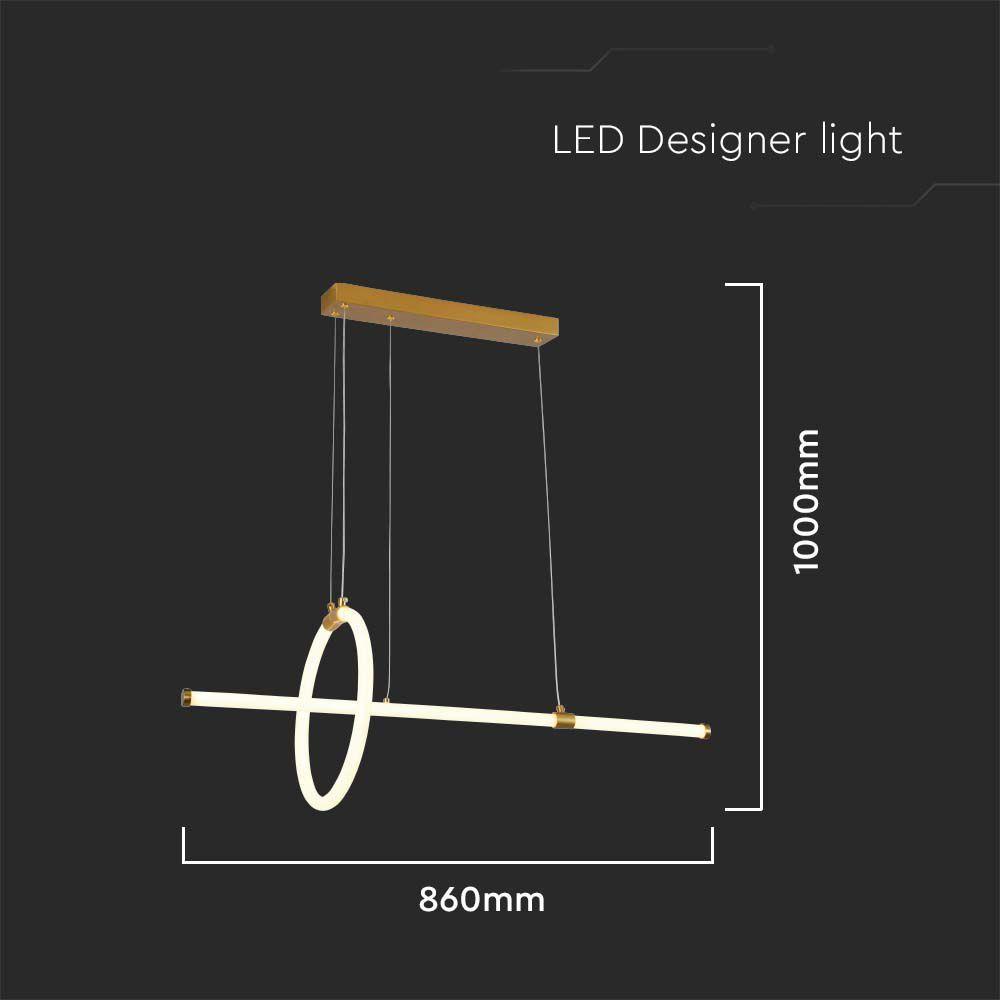 Dekoracyjna Lampa Wisząca LED,  Barwa: 3000K, Obudowa: Złota     , VTAC, SKU 8023