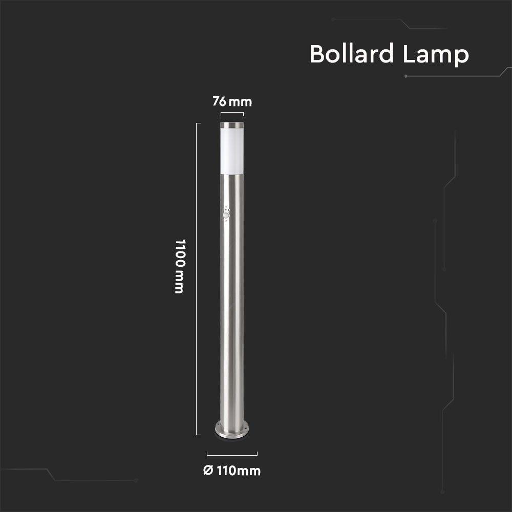 VT-838 BOLLARD LAMP-PIR SENSOR-STAINLESS STEEL BODY(110CM) E27 SATIN NICKEL-IP44