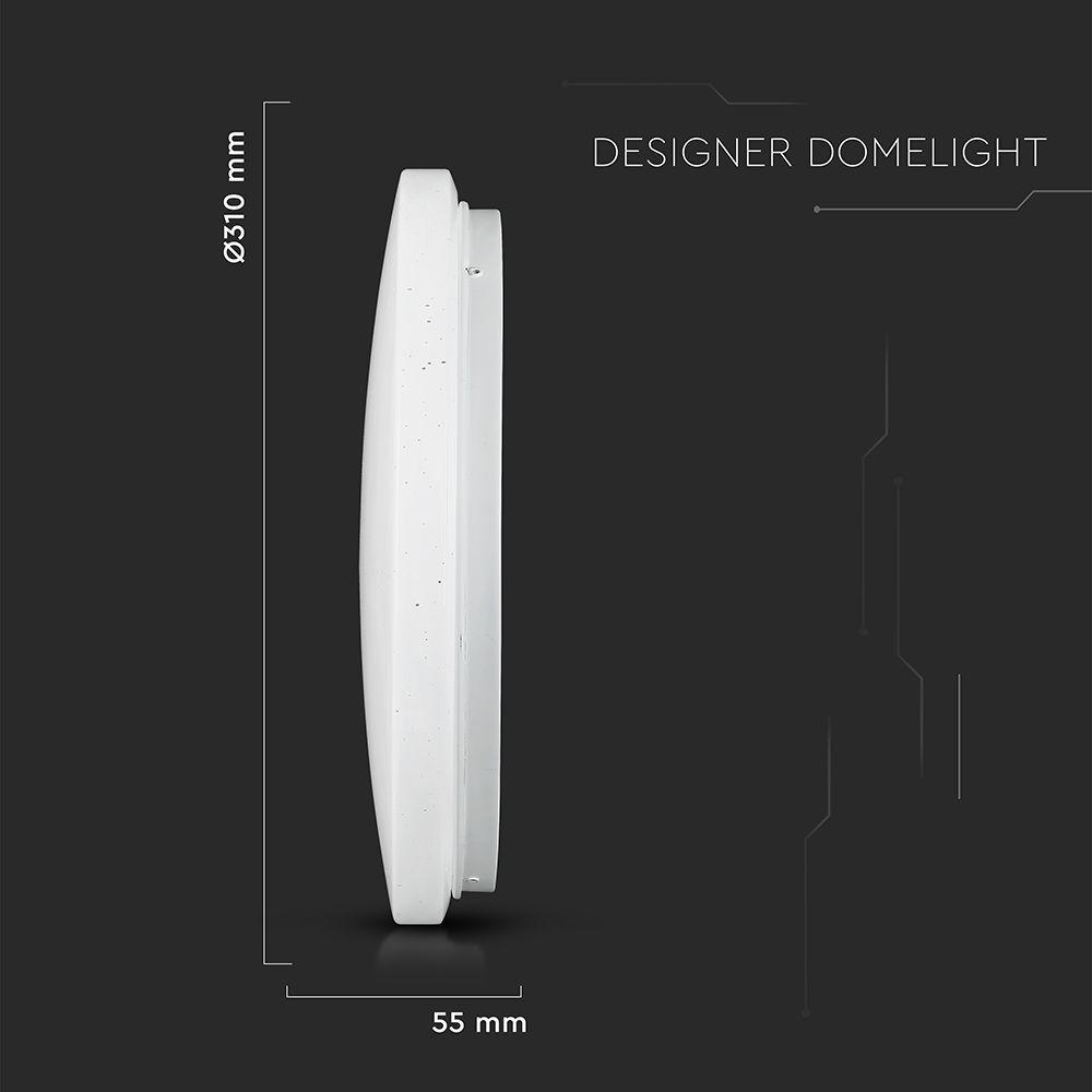 18W Plafon LED DOME, Średnica: 310, Klosz: Efekt gwiazdek, Barwa:3w1, VTAC, SKU 217604