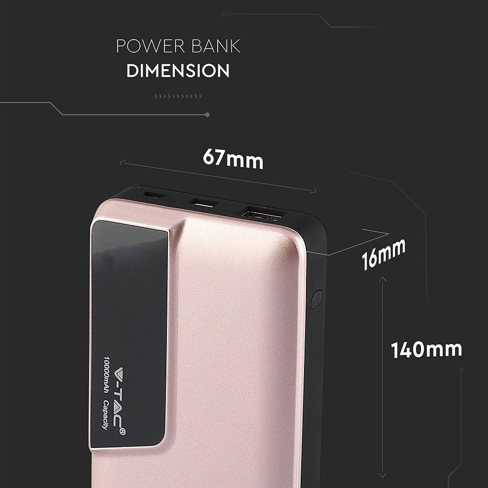 Power Bank, Litowo Polimerowy - 3.7V, 10000mAh, Różowe Złoto, VTAC, SKU 8873