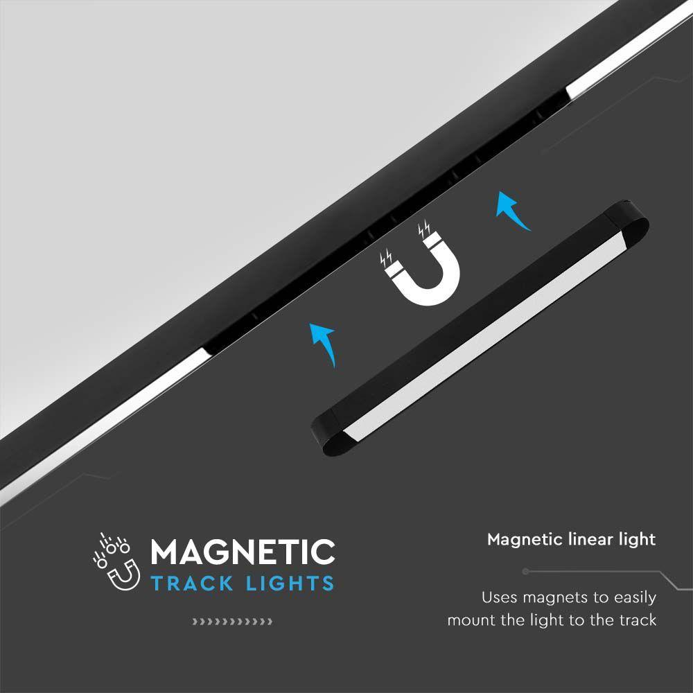 14W Lampa na Szynoprzewód SLIM MAGNETIC, Barwa: 3000K, Obudowa: Czarna , VTAC, SKU 10243